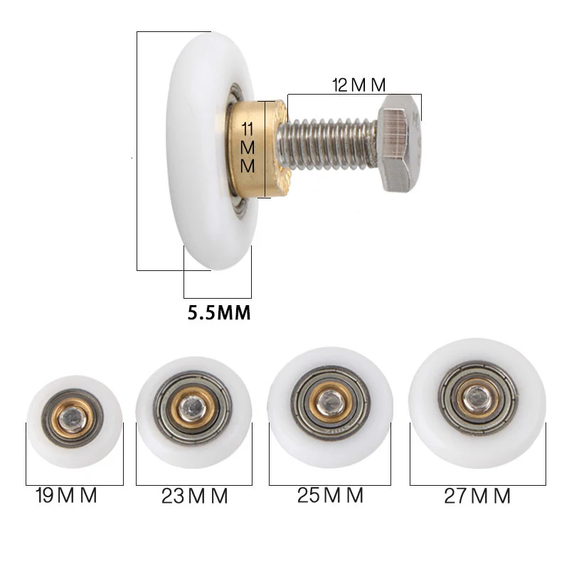 4Pcs/Lot Shower Room Pulley Bathroom Sliding Glass Door Roller/Runners/ Wheels Shower Room Parts Replacement 20mm/23mm/25mm/27mm