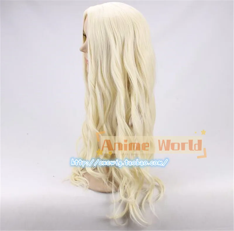 Japan Anime Claymore Teresa Cosplay Wig 75cm Beige Heat Resistant Synthetic Hair Cosplay Wig + Wig Cap