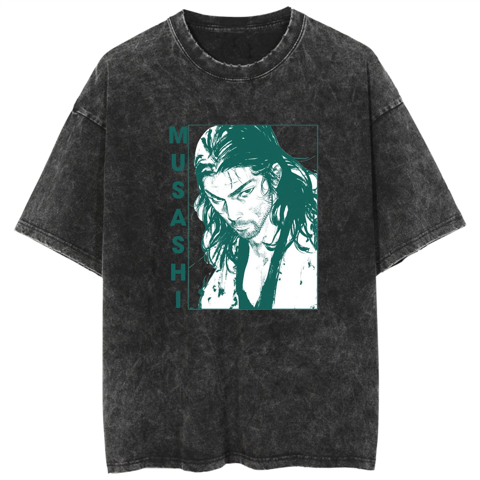 2026 Wash T-shirt Anime Vagabond Miyamoto Musashi Casual Cotton Summer Short Sleeve Men and Women Pure Cotton Wide