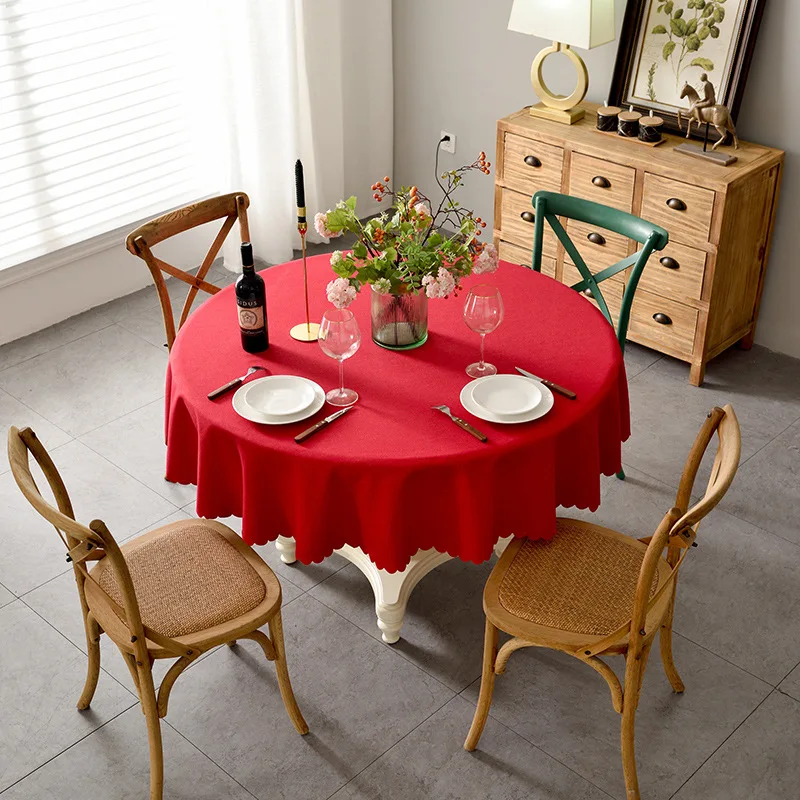 

Round Table Cloth Cotton Linen Nordic Solid Tablecloths Home Decor Wedding Party Table Cover