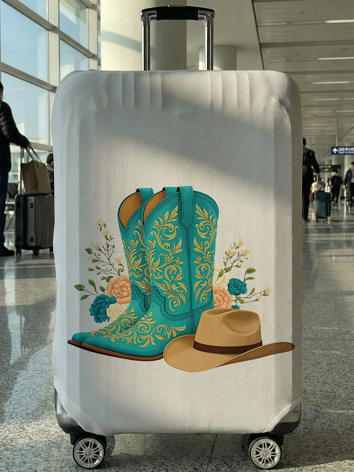 

Cowboy boots floral luggage protection cover, suitable for 18-32 inch luggage covers, luggage handle gloves, travel accessories