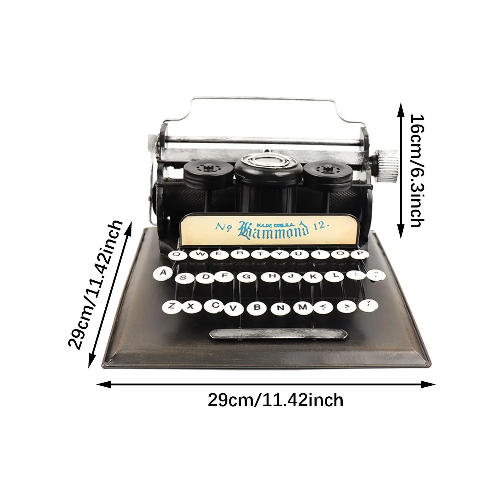 Metalowa ręczna maszyna do pisania Model Figurka do wystroju baru klubowego Wszechstronna ręcznie robiona kolekcjonerska ozdoba stołowa 29x29x16cm Rekwizyt fotograficzny