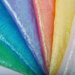 100*100CM  Iridescent Crushed Tulle Organza Fabric Backdrops DIY For Theme Mermaid Unicorn Wedding Baby Shower Party Decor