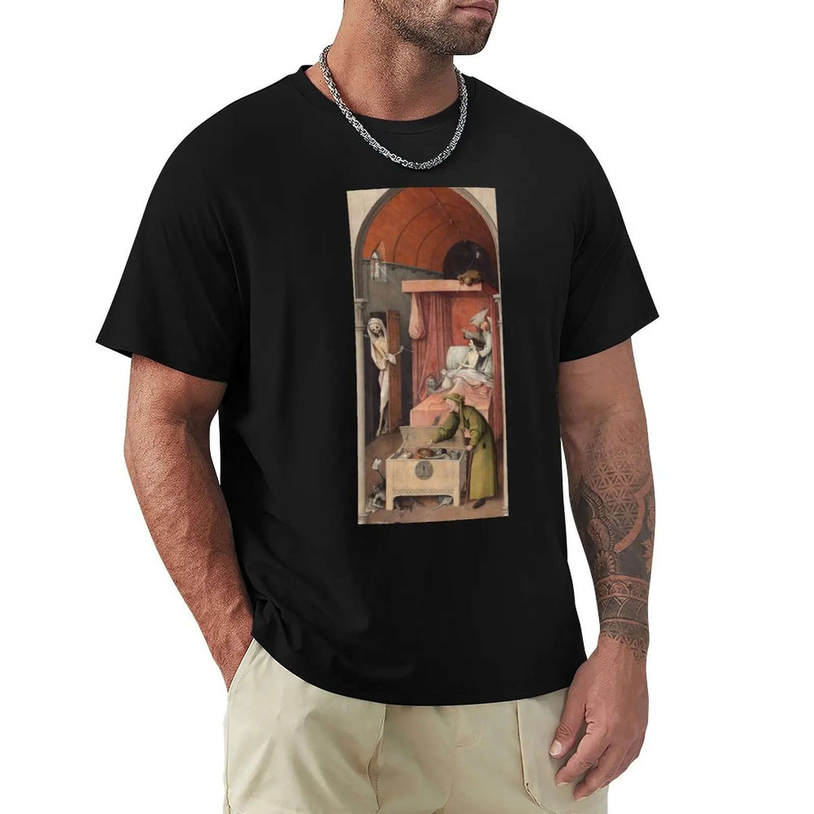 Hieronymus Bosch - Hieronymus Bosch - A Morte e os Miseráveis. Camiseta 1485 com estampa estilo retrô, top casual
