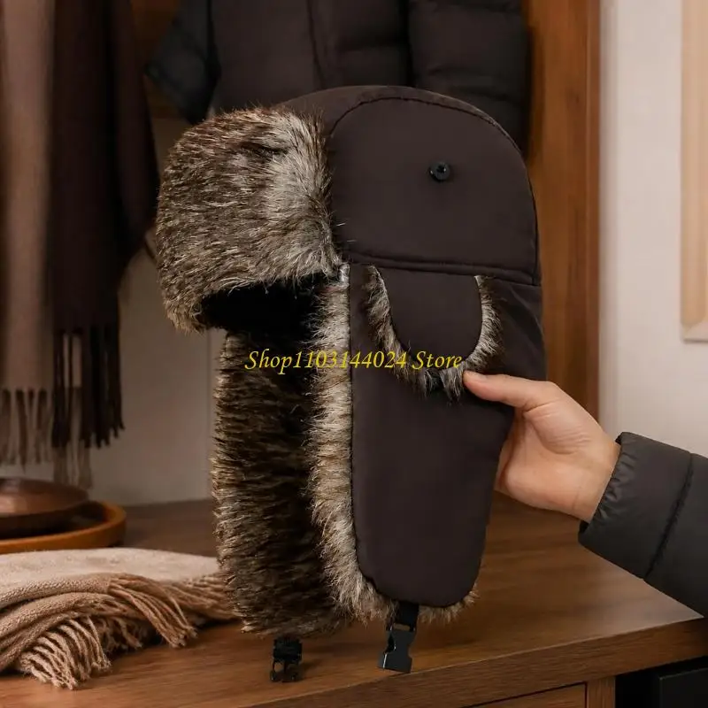 N5KE Hiking Trapper Hat with Long Ear Flap, Fabric Structure, and Foldable Storage for Cold Weather