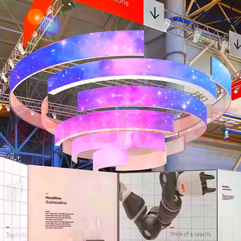 LED SignageIndoor  Flexible Soft Circular Panel Display Column Rotating Advertising Billboard Digital Round Screen Creative V