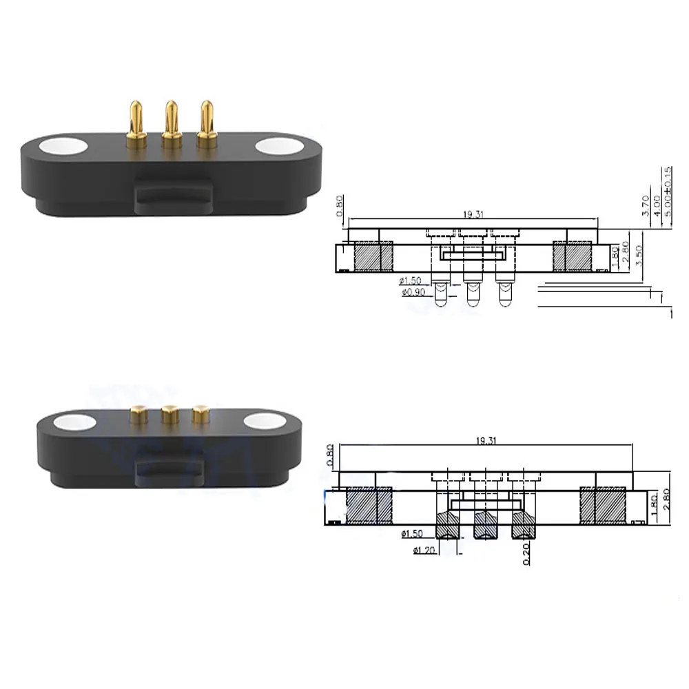 1 para 2/3/4/5P 12V 1A wodoodporne magnetyczne złącze Pogo Pin Pogopin męskie żeńskie 2.5 MM sprężynowe gniazdo zasilania prądem stałym 60g