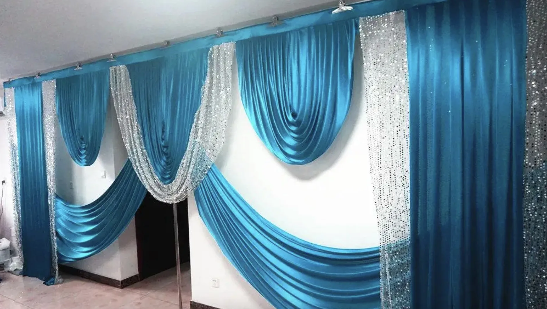 6M wide sequin swags of backcloth design wedding stylist for backdrop Party Curtain Celebration Stage design drapes