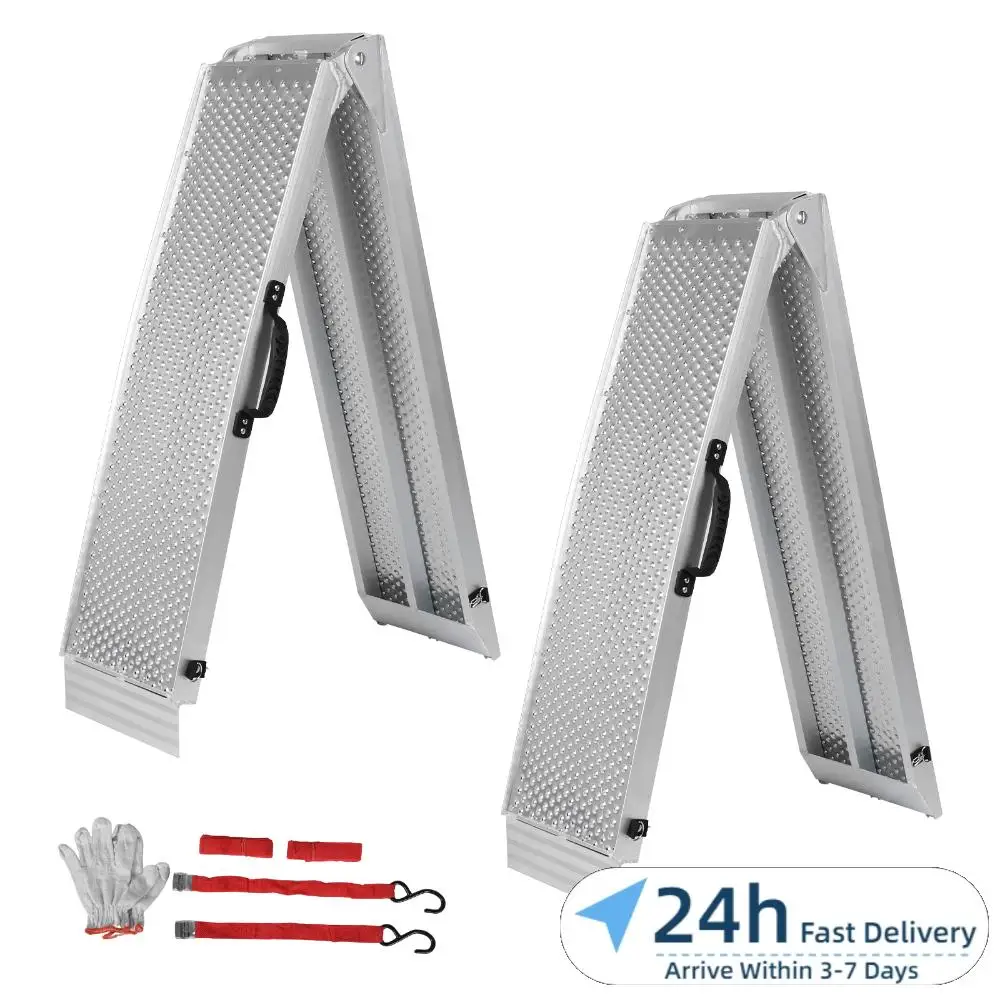 

2Pcs 85inch Aluminum Folding Loading Ramps with Handle Metal Ramps Ladder for Pickup Trucks Motorcycle Lawn Mower