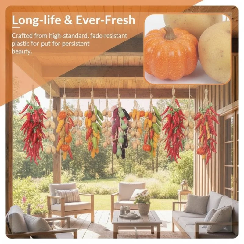 Realistic Fake Fruit Vegetable String Pendant 1 Bunch Lifelike Food Model for Photography Props Home Kitchen Decor