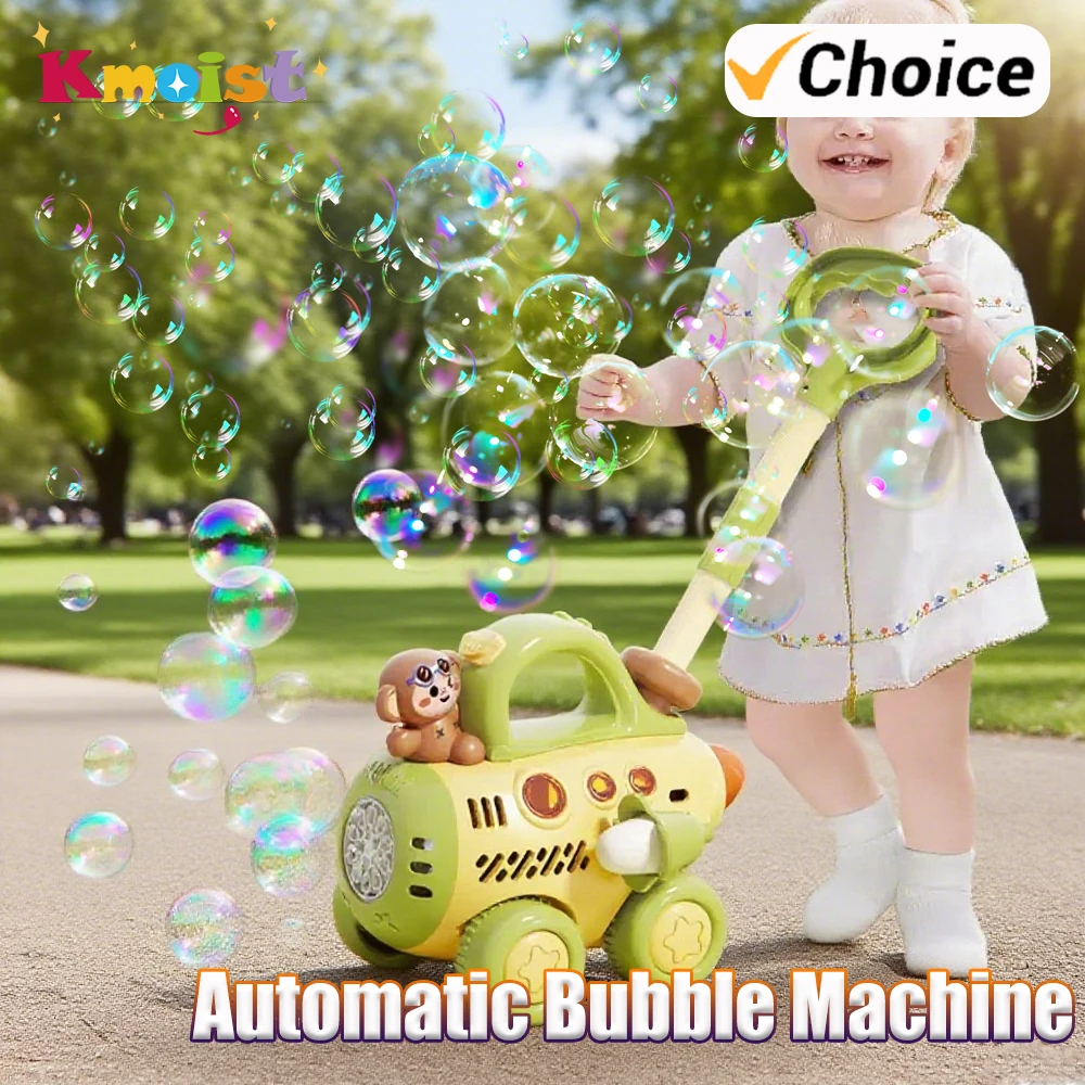 เครื่องทำฟองสบู่แบบมือถือ รถเข็นการ์ตูน เครื่องเป่าฟองสบู่อัตโนมัติ ของเล่นสำหรับเด็ก ของขวัญวันเกิด