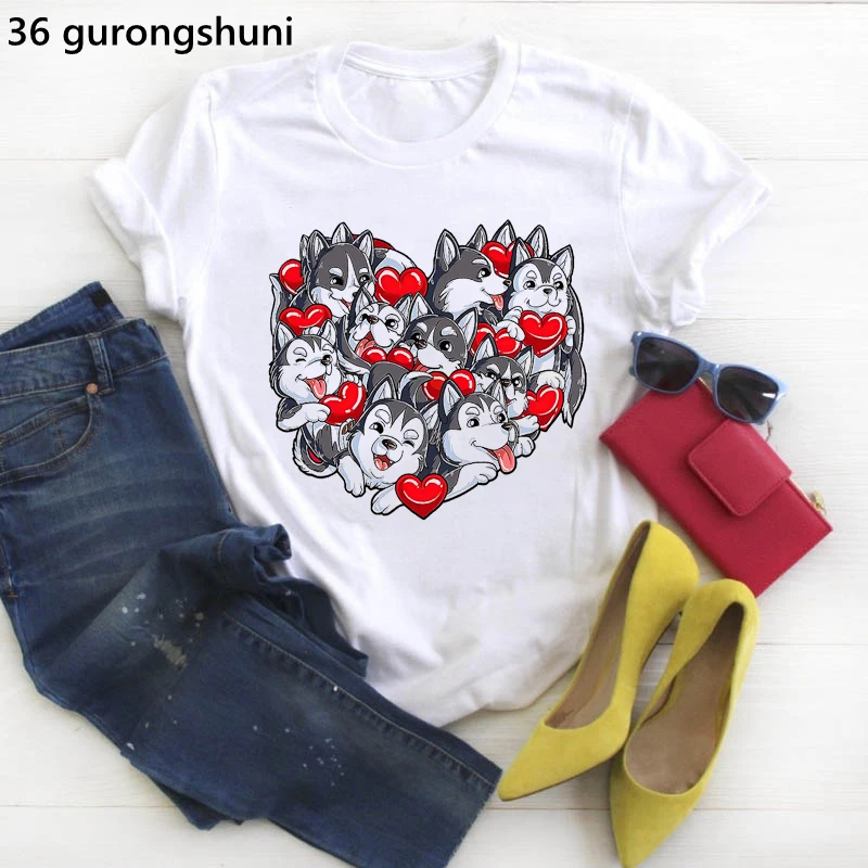 Dachshund Dog Love Animal Print T-Shirt Women'S Clothing Funny White Tshirt Femme Dogs Lover T Shirt Female Harajuku Shirt Tops