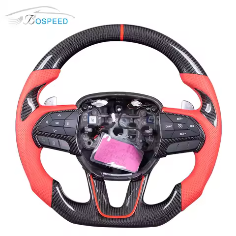 Custom Carbon Fiber Steering Wheel Perforated Leather Fit for Dodge Challenger/Charger SRT HELLCAT
