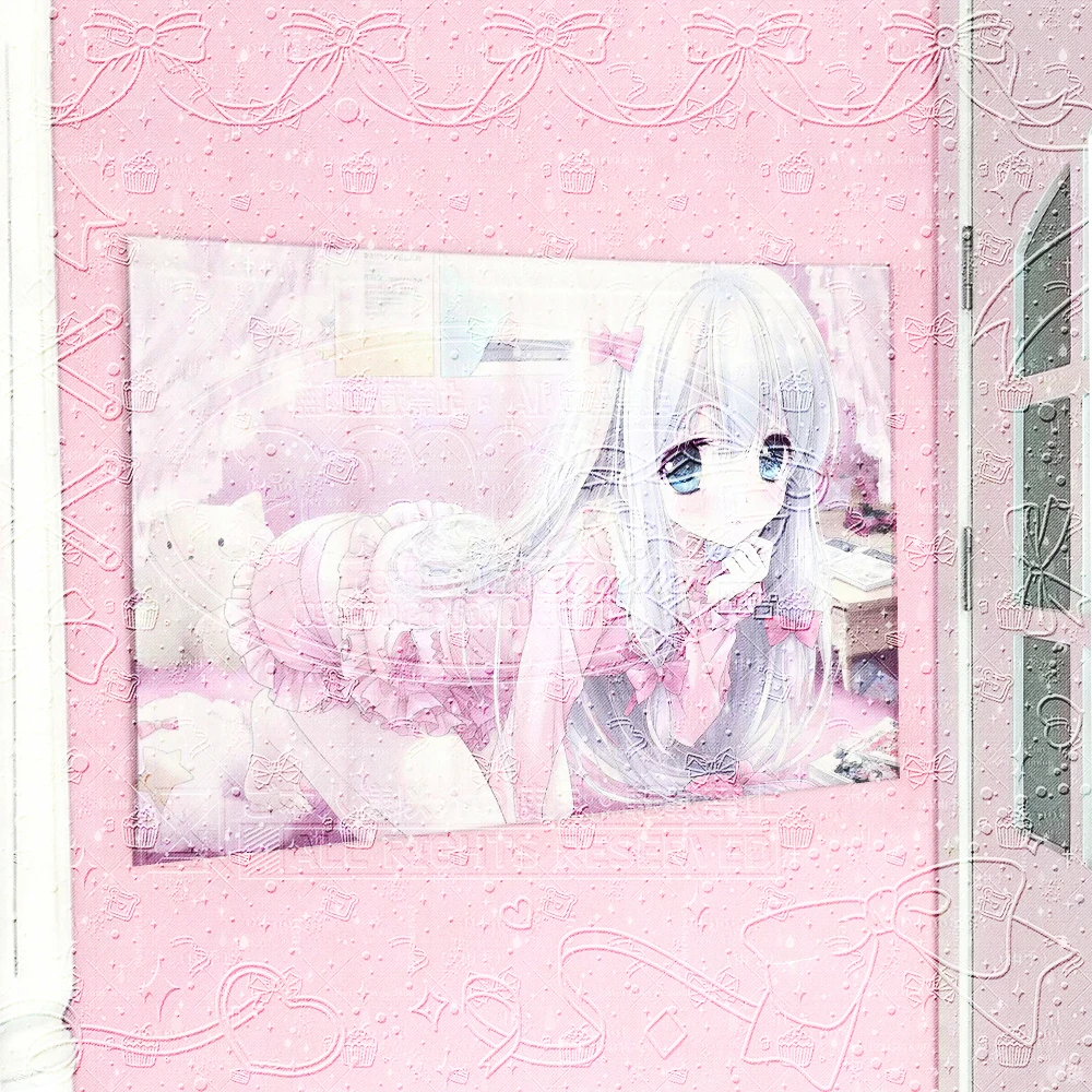 ゆめかわ Kawaii Silver Hair Anime Girl Tapestry Pastel Pink Coquette Room Decor Wall Hanging for Girls Bedroom Dorm Home