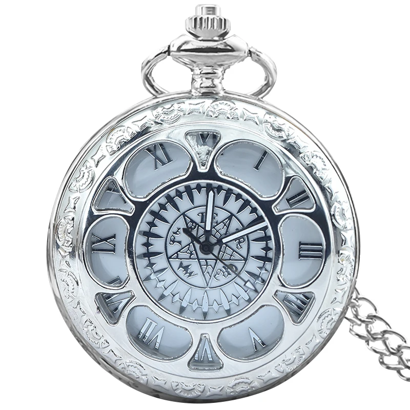 Retro-Charme, neutrale Mode, hohle Blume, römische Ziffern, Quarz, Steampunk-Taschenuhr, Halskette für Herren und Damen, Anhänger, Geschenk – Detail 6
