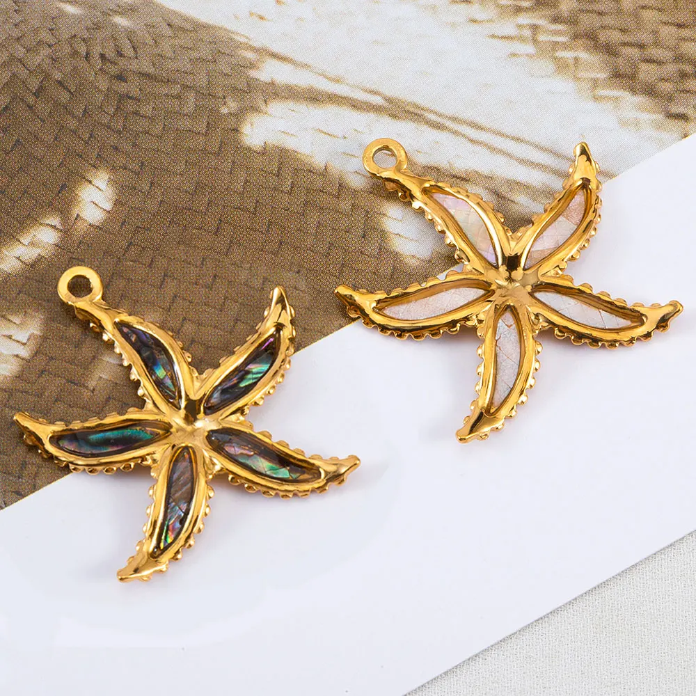 

2pcs 25mm No Fade Stainless Steel Flower Charms Starfish Pendant with Hang Hole for DIY Jewelry Making Necklace Earring Findings