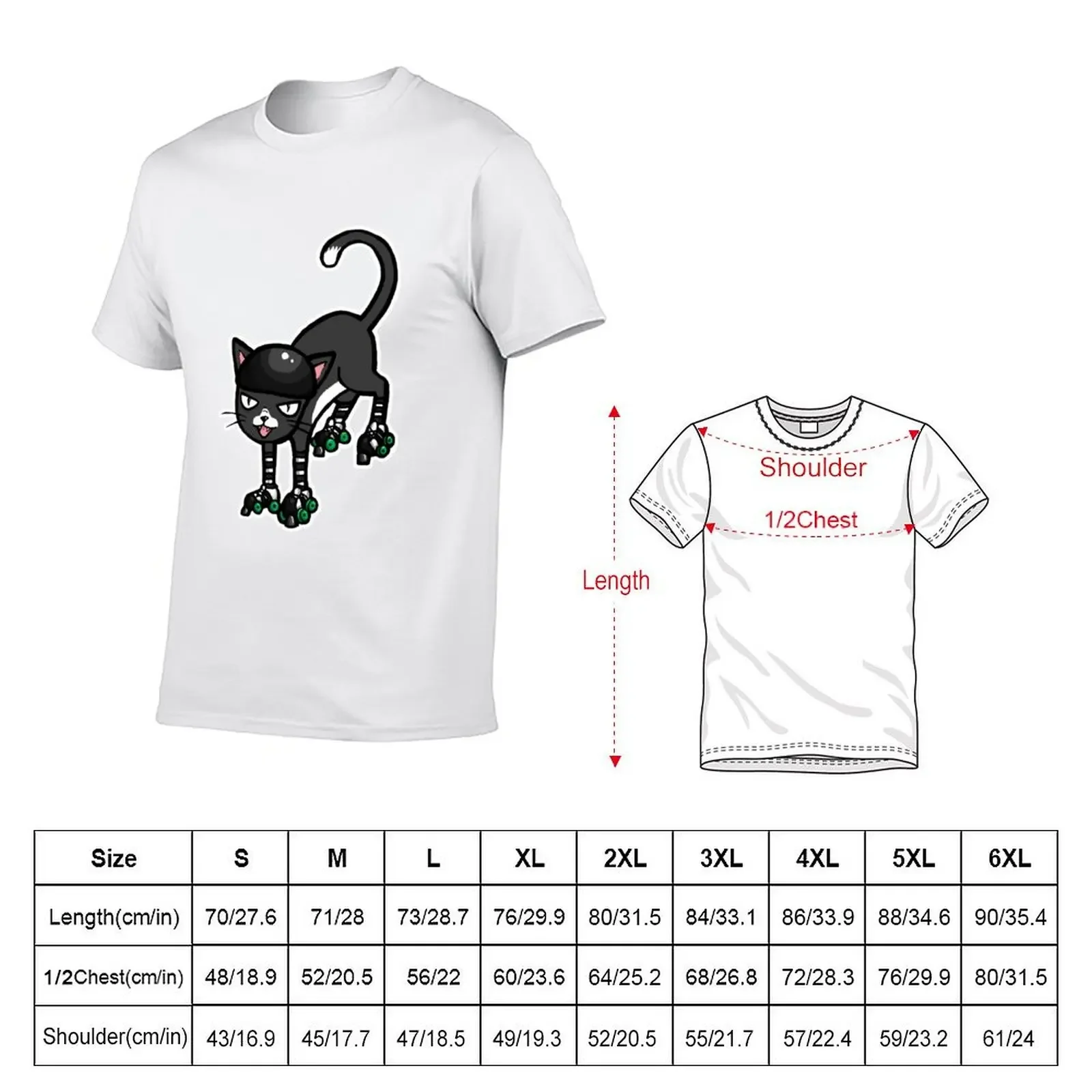 Black cat on Quad Skates T-Shirt oversizeds boys animal print oversized t shirt shirts men graphic