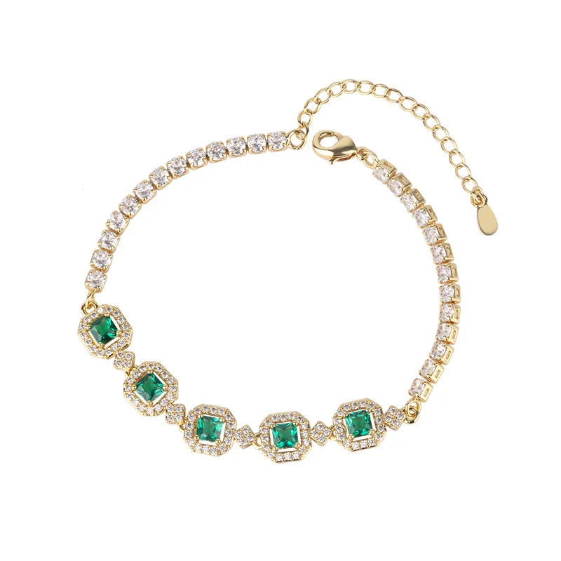 Bracelet Ba Simple Green Diamond Gold Platinum Bracelet Multicolor Gemstone New Bracelet for Women