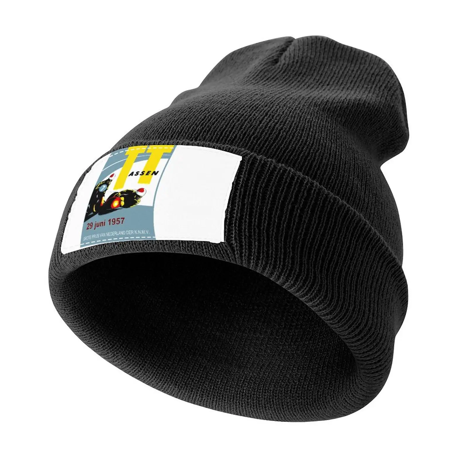 T. T. ASSEN: Vintage Motorcycle Racing Print. Knitted Cap Hip Hop black Women Hats Men's