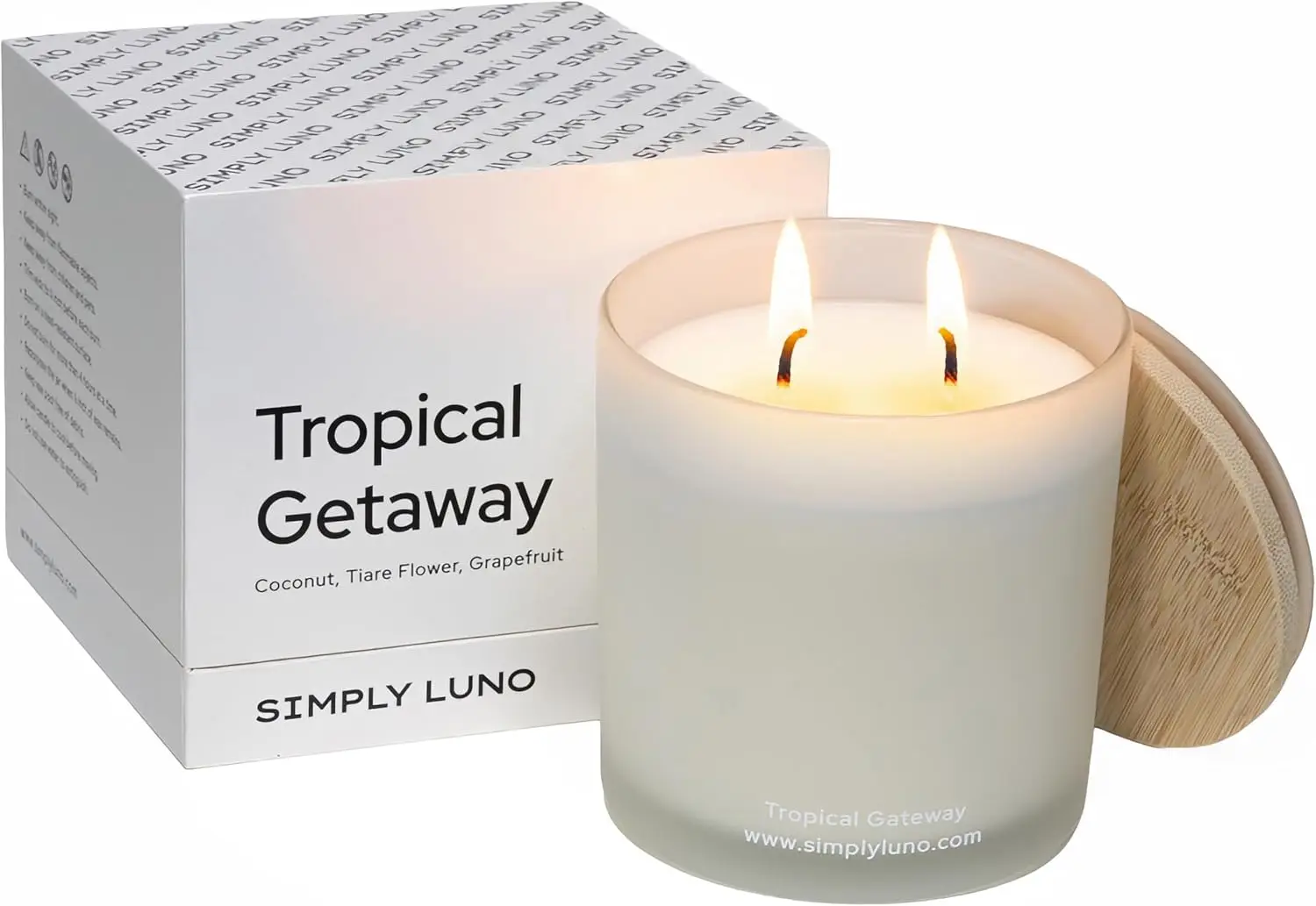 Escapada Tropical - Vela perfumada con aroma a coco y pomelo - Cera de soja de 14 oz - Vela fresca para el hogar - 50