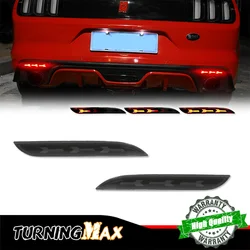 Red LED Car Rear Bumper Reflector Tail/Brake Lights Rear Fog Lights w/ Sequential Turn Signal For Ford Mustang 2015 2016 2017