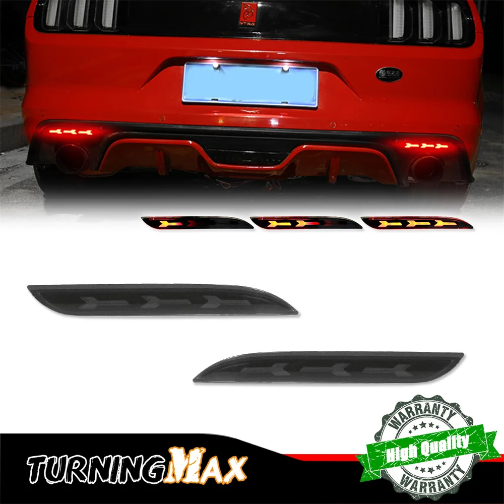 Red LED Car Rear Bumper Reflector Tail/Brake Lights Rear Fog Lights W/ Sequential Turn Signal For Ford Mustang 2015 2016 2017