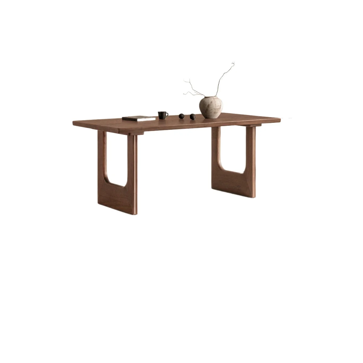 LMM Solid Wood Long Dining Table Thick Noodles Log Walnut Household Table
