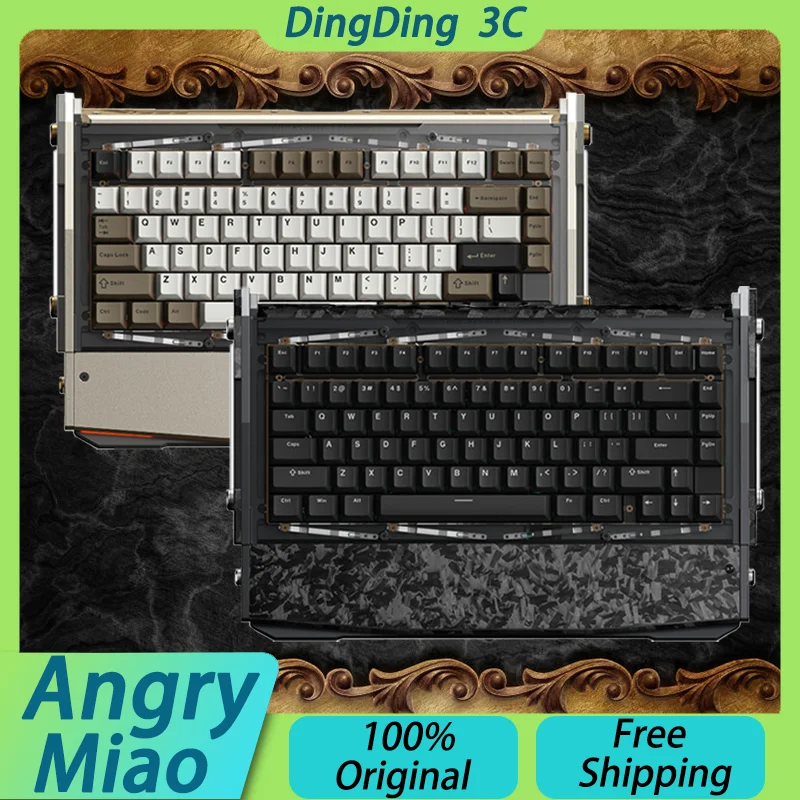 Angry Miao DRY STUDIO Black Diamond BD 75 V2 Mechanical Keyboard Aluminum Carbon Wireless Charge 81 Key Leaf Spring Gamer Custom