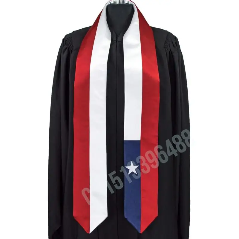 Chile Flag Scarf  Graduation Sash Stole International Study Abroad Adult Unisex Party Accessory