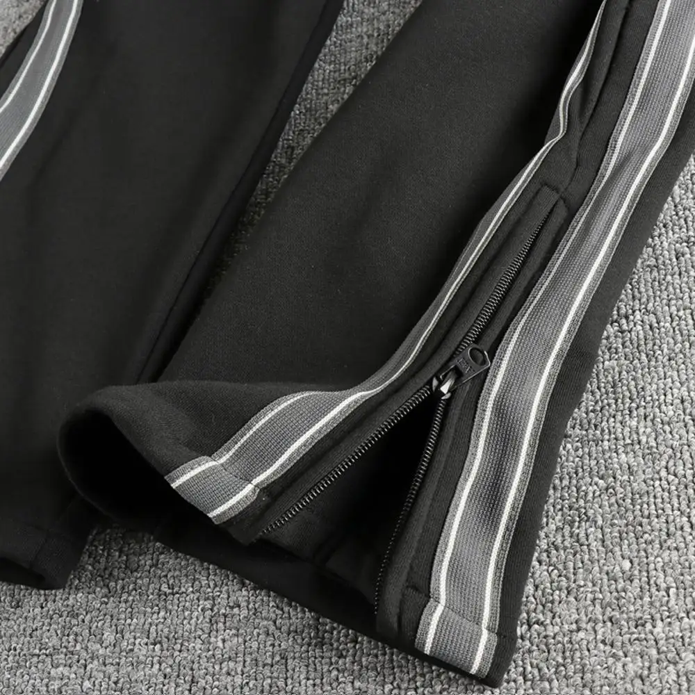 بنطال رياضي كاجوال بشريط بتصميم شق للرجال بنطال رياضي فضفاض بأرجل مستقيمة على الطراز الأمريكي