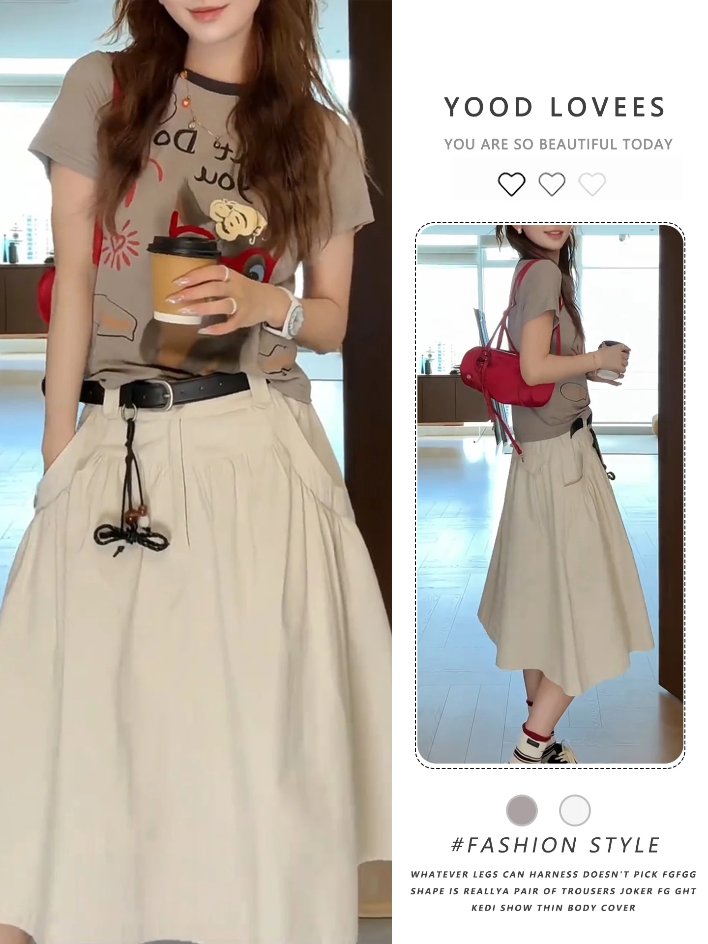 

Short Sleeve T-Shirt A-Line Skirt Set Women's Fashion 2026 New Style Elegant Sweet Personality Complete Set Casual Wear