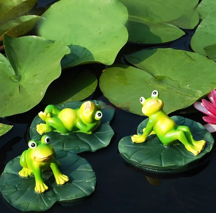 Simulated frog fish tank decorative ornaments enter the home garden, pond, water surface for landscape, floating animals, resin