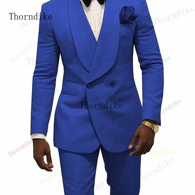 

Thorndike Men's Blue Suits Elegant Wedding Prom Double Breasted Tuxedos Suit for Men 2pcs Blazer Pants Costume Homme Slim Fit