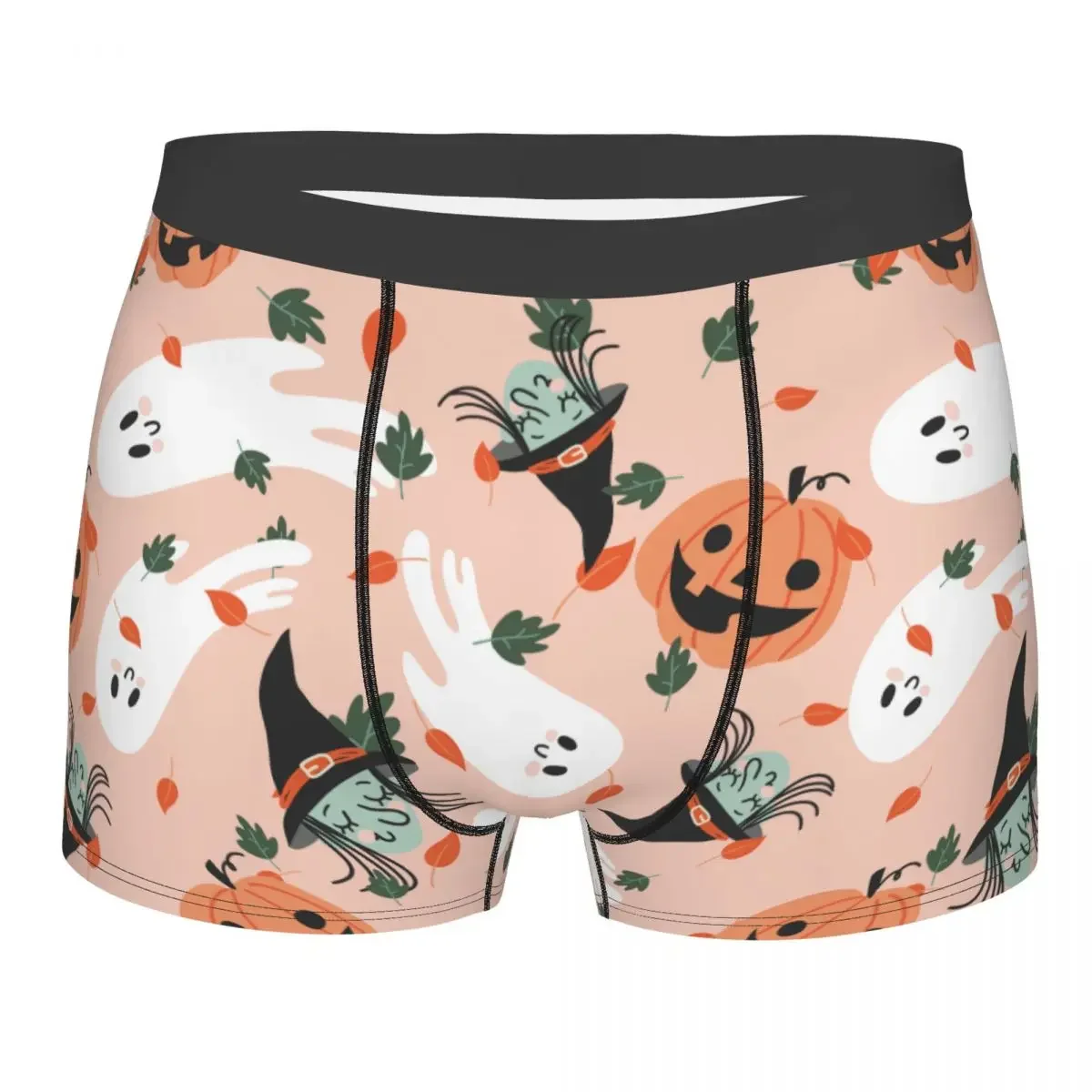 Men's Halloween Boxer Briefs Shorts Panties Breathable Underwear Pumpkin Ghost Witch Cartoon Male Novelty Plus Size Underpants