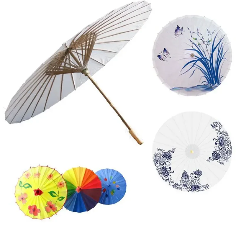 Chinese Style DIY Paper Umbrella Photo Props For Women Girl Wedding Dance Prop Oil Paper Dancing Umbrellas Party Favor Decor