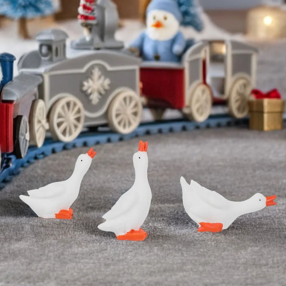 

18 Pcs Miniature Statue of White Goose House Decor Resin Animals Micro Landscaping Ornaments Garden Swan Decors