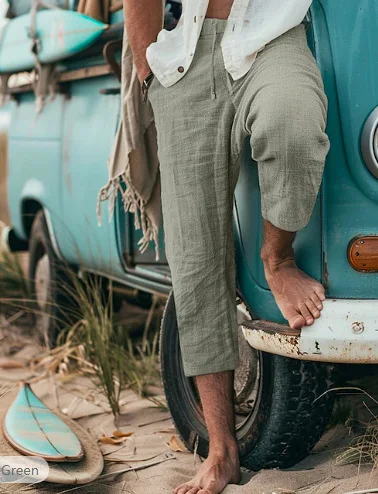 Casual Loose Men's Cropped Shorts Summer Shorts Beach Pumping Straight Pants Solid Color Comfortable Transparent Outdoor Wholesa