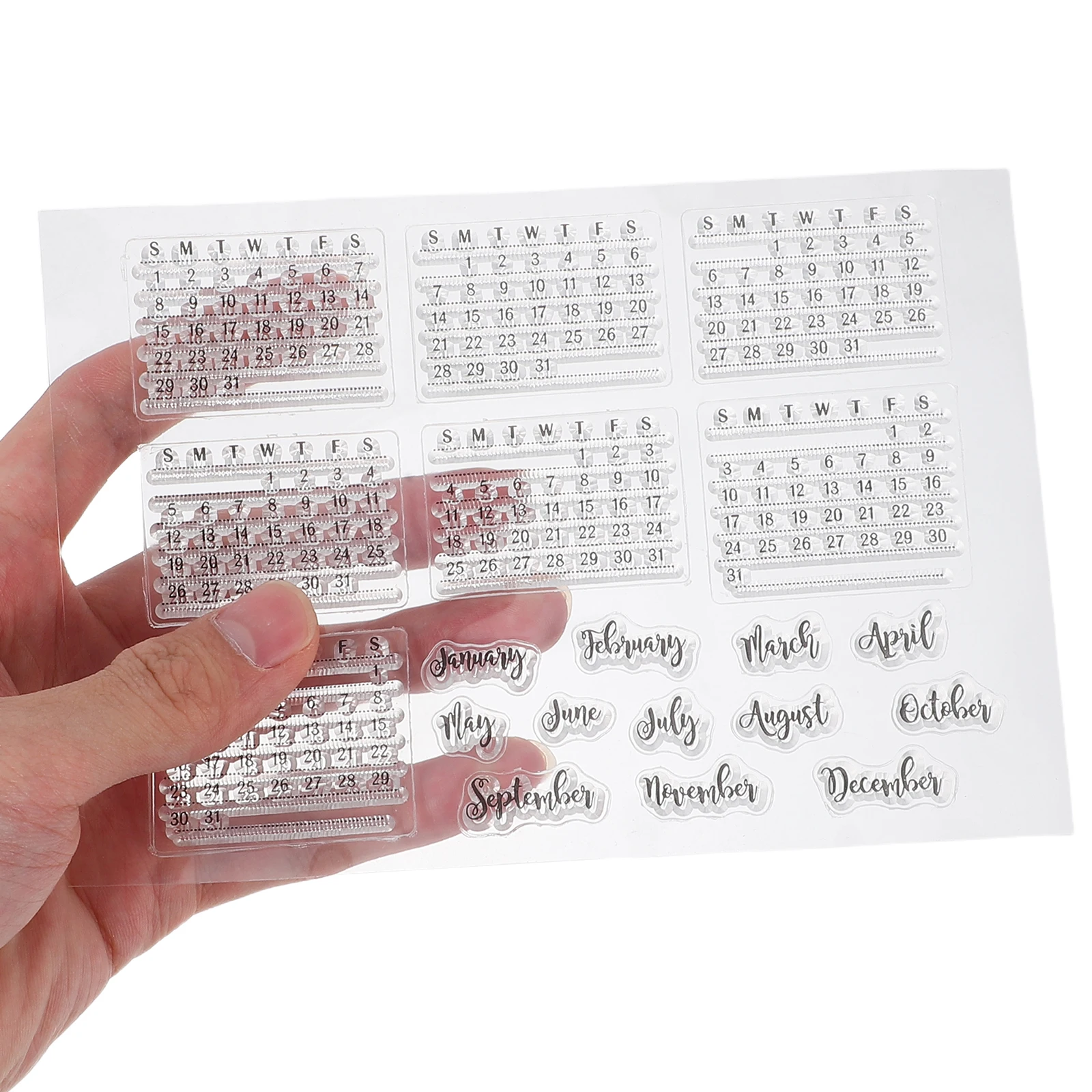 

2 Pcs Calendar Silicone Stamp Book Stamps for Journaling Wedding Card Making Silica Gel