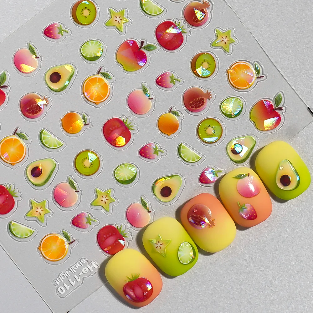 

2025 New Hawaiian Summer Nail Stickers Cute Tropical Fruit & Vacation Vibes Nail Art Decorations