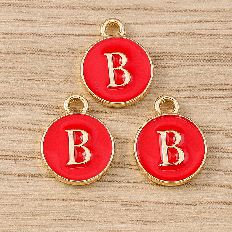10 Stück 11x14mm Niedliche Emaille-Buchstabenanhänger A-Z für Schmuckherstellung, Ohrringe, Anhänger, Halsketten, DIY-Bastelbedarf – Detail 4
