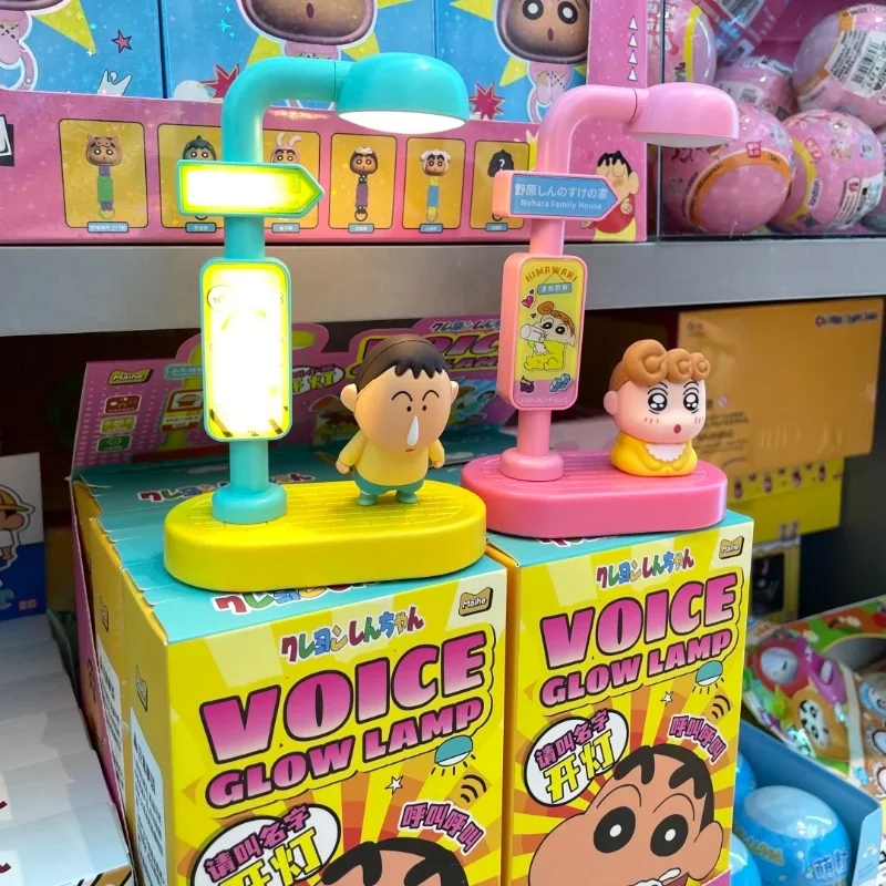 Echte Crayon Shin Chan Blind Box Spraakgestuurd licht Stem ontwaken Nachtlampje Trendy Play Handgemaakte bedieningslichtgeschenken