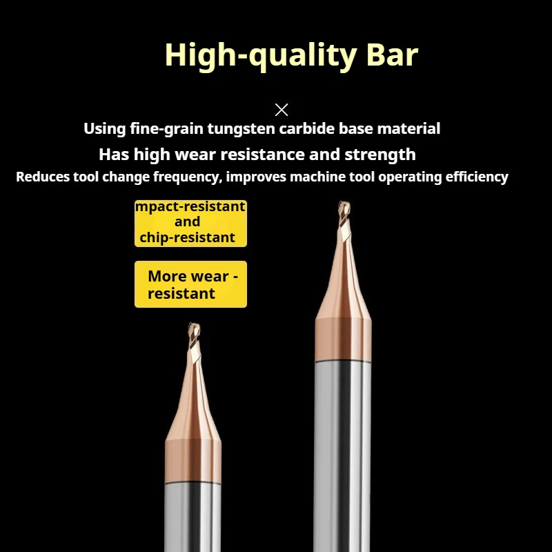 Micro 2 Flute Flat End Mill HRC55 Carbide Deep Long Neck CNC Milling Cutter Small Diameter 0.2-3.0mm for Engraving Router Bit