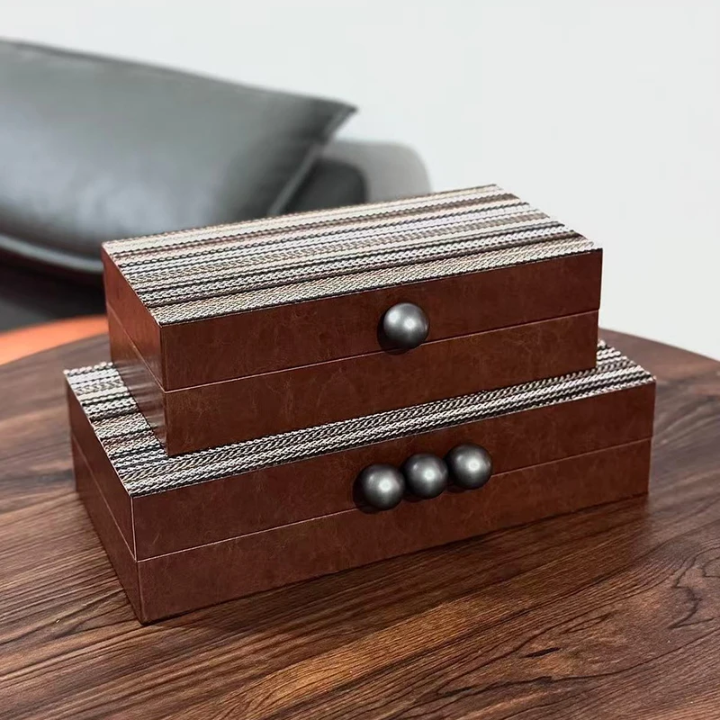 

Ретро шкатулка для хранения ювелирных изделий, серьги, ожерелье, органайзер, роскошный современный настольный домашний орнамент, коробки для демонстрации, кожаный футляр для ювелирных изделий