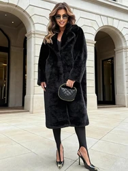 TARUXY Winter Loose Mink Velvet Imitation Fur Splicing Long Coat Fur Suit Collar Women's Coat High Street Fashion Lady Overcoat