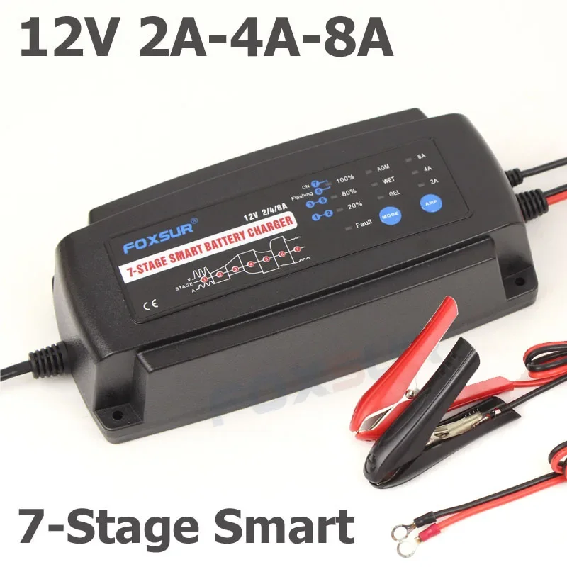 

12 v 2 a 4 a 8 a seven sections of smart car battery charger, rechargeable battery type and current is optional