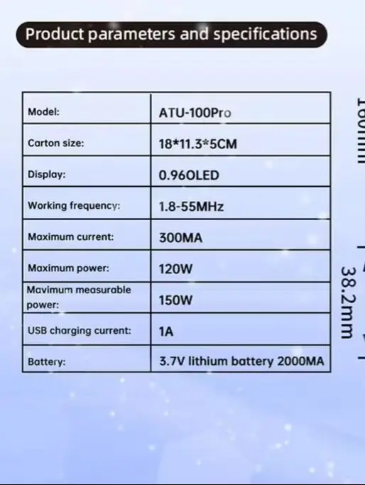 

Универсальный антенный тюнер ATU-100Pro, автоматический тюнер 1,8–55 МГц, 0,96-дюймовый 0LED-дисплей с интерфейсом Micro USB