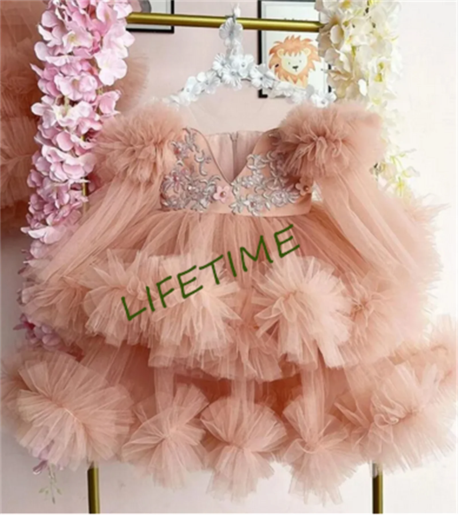 

Princess Dress for Girls 12M-14 Yrs Long Sleeve Party Gown Birthday Dress Children Tulle Dress Kids Formal Dress