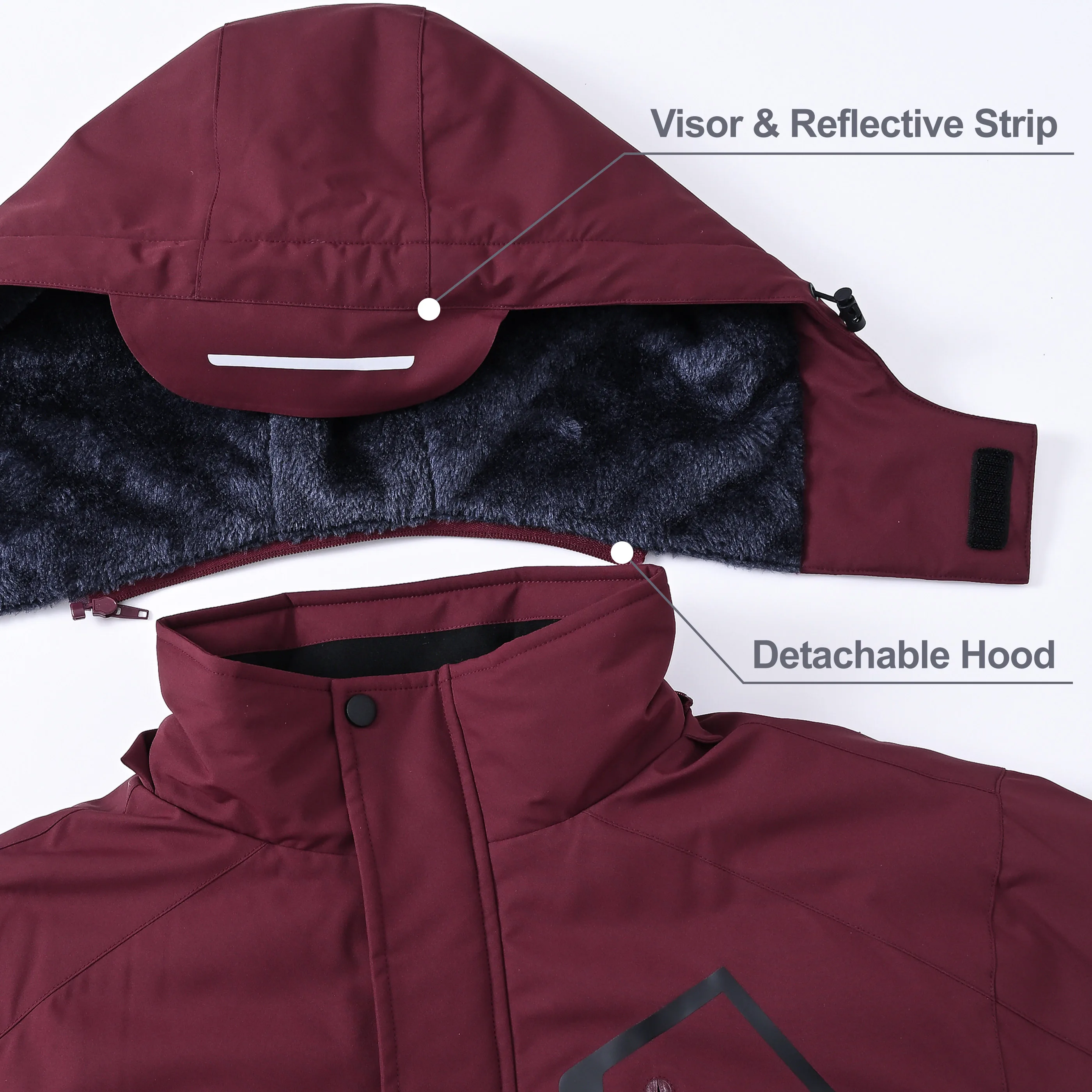 Winter Wasserdichte Winddichte Fleece-Gefütterte Jacken Herren Wanderjacken Outdoor Abnehmbare Kapuzenmäntel Ski Snowboard Oberbekleidung – Detail 20