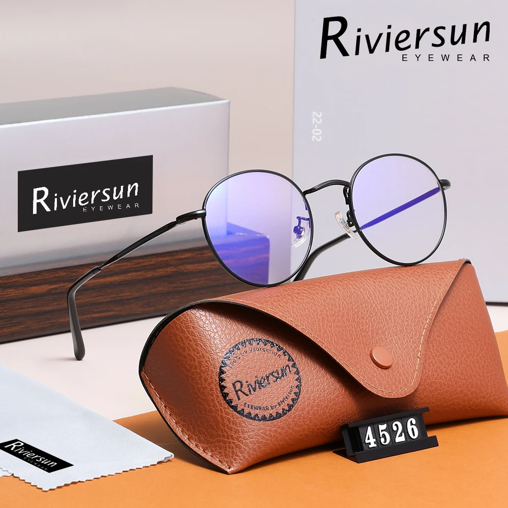 Vintage-Design Anti-Blaulicht-Brille für Damen und Herren, Runder Metallrahmen, Klare Gläser, Schutzbrille für Studium, Arbeit und Computer