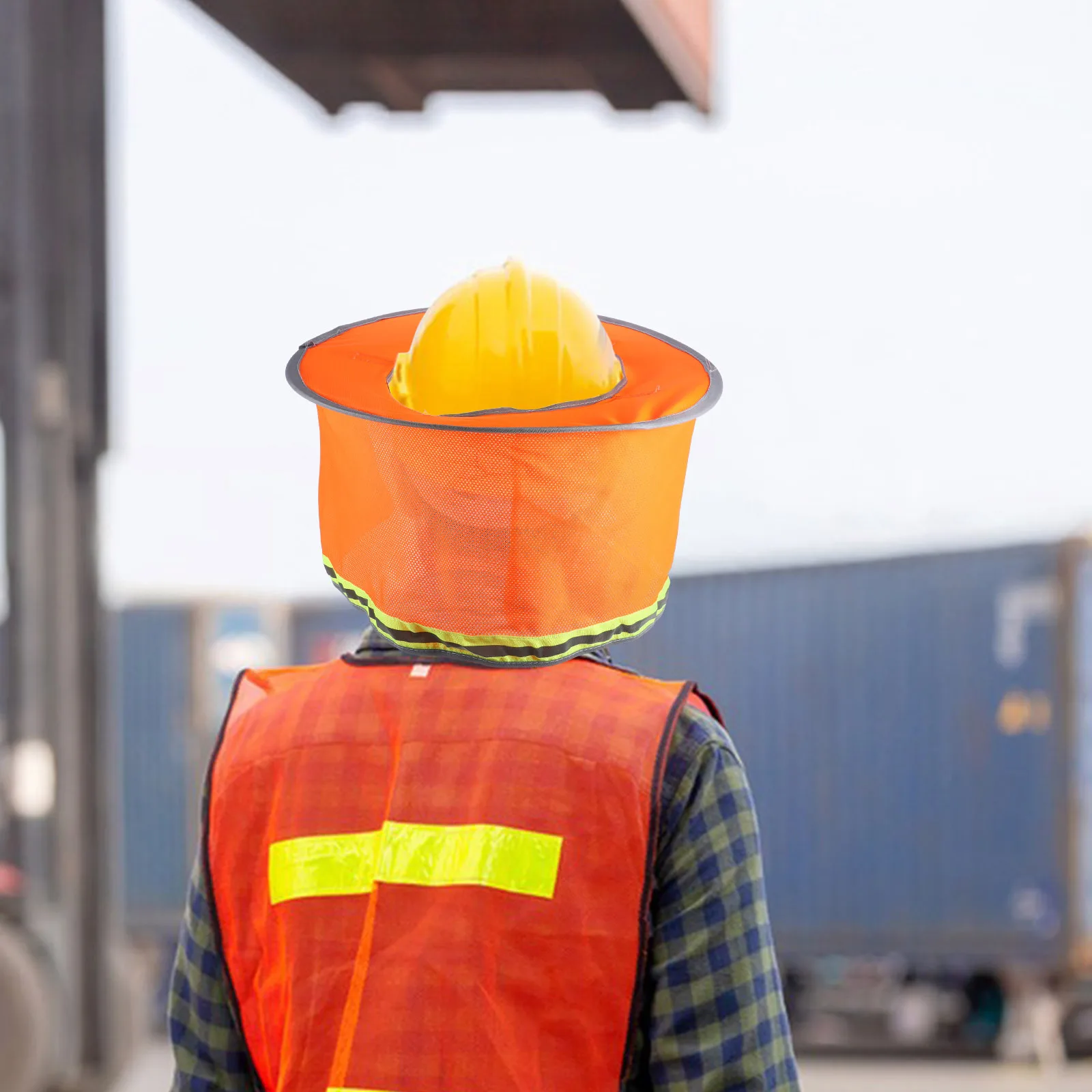 Hard Hat Sun Shade Full Brim Safety Hat Curtain Neck Protection Reflective Strip for Outdoor Work Hardhat Sun Shade